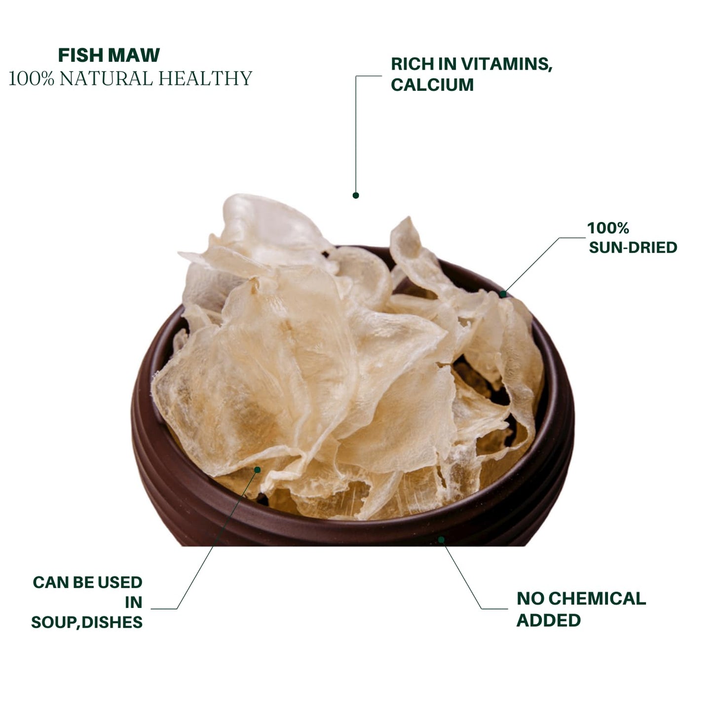 Royal Seafood USA Premium Dried South American wild caught fish maw Big mac size(3-4Pcs) 1lb Dried fish maw, Dried Seafood, Dired Goods