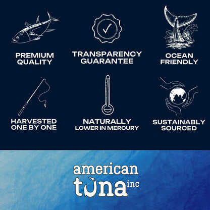 American Tuna Sushi-grade Wild Albacore Tuna Fish - No Salt Added, Wild Caught, MSC Certified, Pole Caught | (12) 6 Ounce Cans | Super Premium Canned Tuna