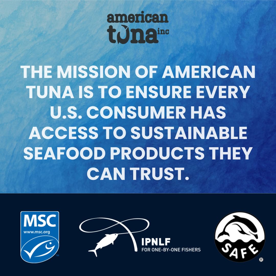 American Tuna Sushi-grade Wild Albacore Tuna Fish - No Salt Added, Wild Caught, MSC Certified, Pole Caught | (12) 6 Ounce Cans | Super Premium Canned Tuna