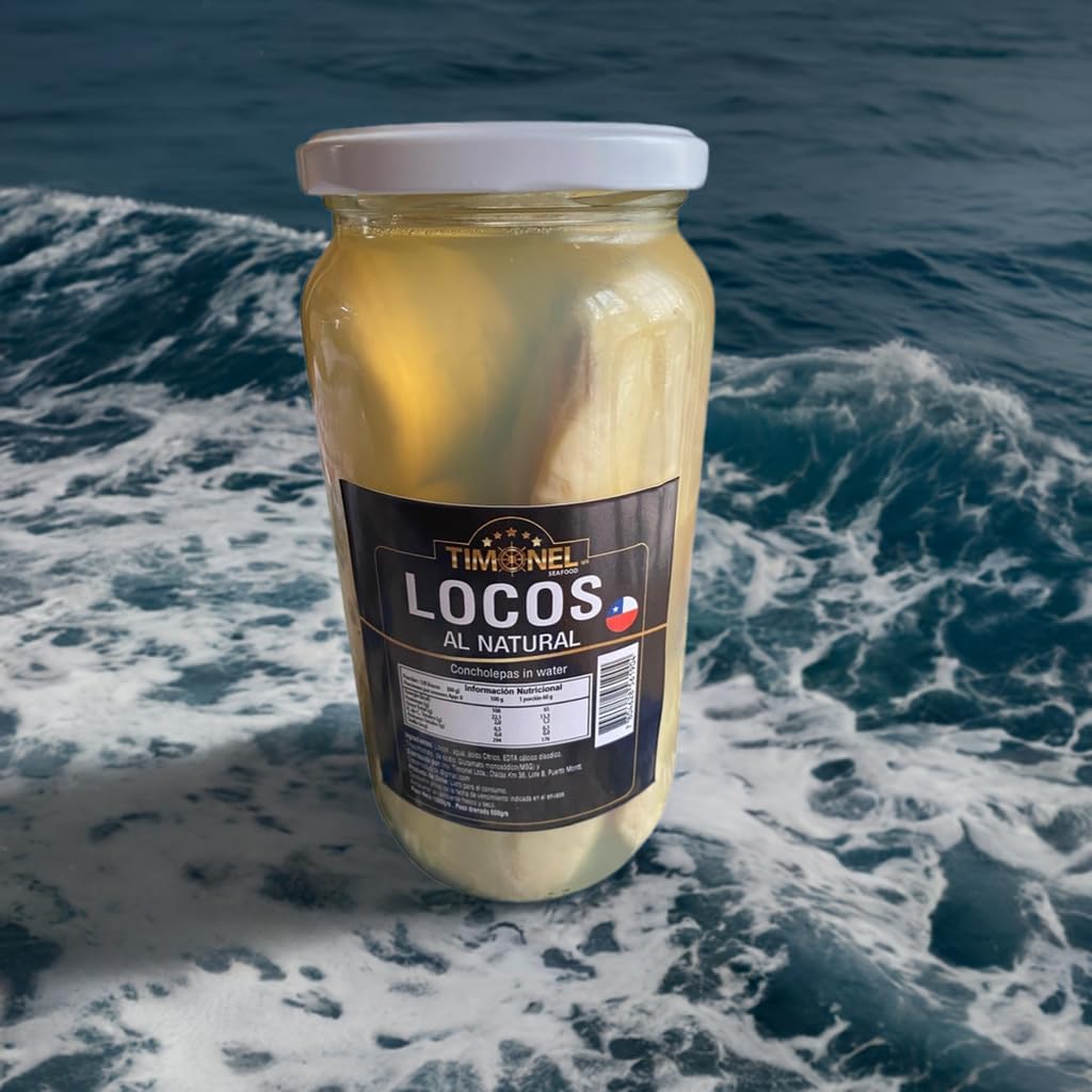 Timonel Locos Al Natural, Chilean Abalone in Water, 1000ml Glass Jar