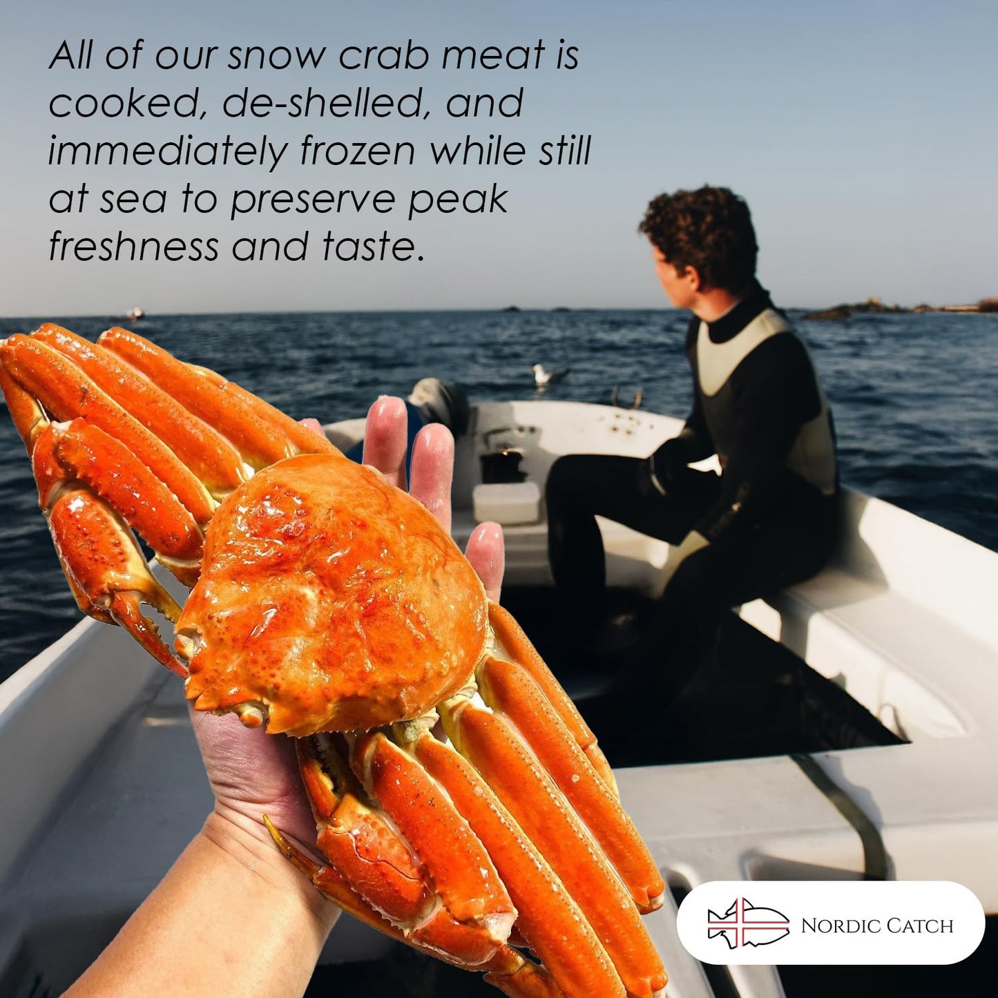 Nordic Catch Wild Arctic Snow Crab Meat, Crab Legs with No Shell for Easy Preparation, 100% Wild-Caught Premium Leg Meat - Fresh Caught, Cooked, & Individually Frozen Seafood At Sea - 2 Pack (32 oz)