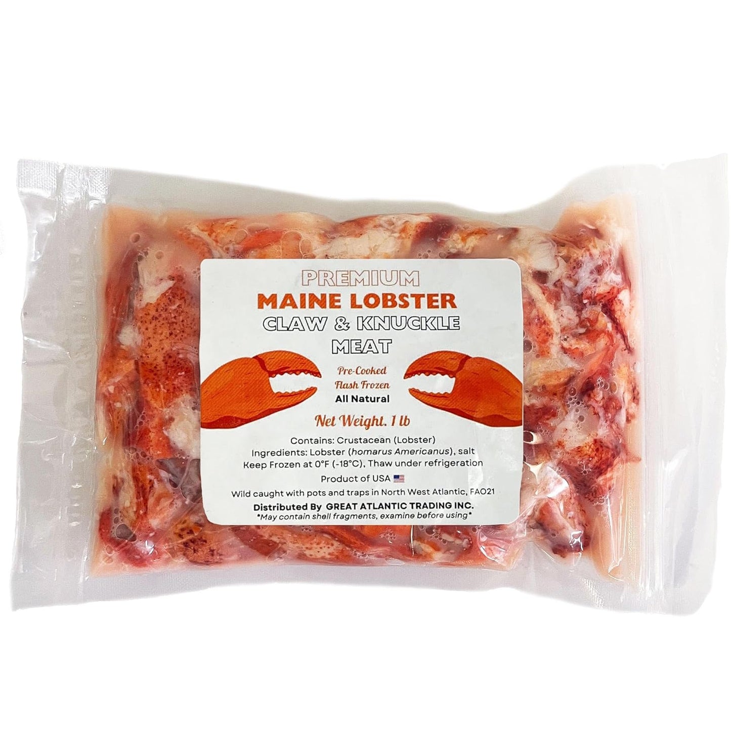 Maine Lobster CNK Meat | Fully Cooked Ready to Eat Claw and Knuckle Meat | Sustainably Wild-Caught American Lobster | Hand Picked Fresh Flash Frozen and Sealed (1 Pound