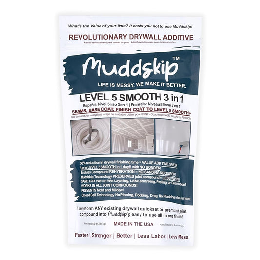 Smooth Drywall Additive Powder, 2lbs Bag| Level 5+ Finish, No Sanding Required, Same-Day Wet-on-Wet Coats | Made in USA