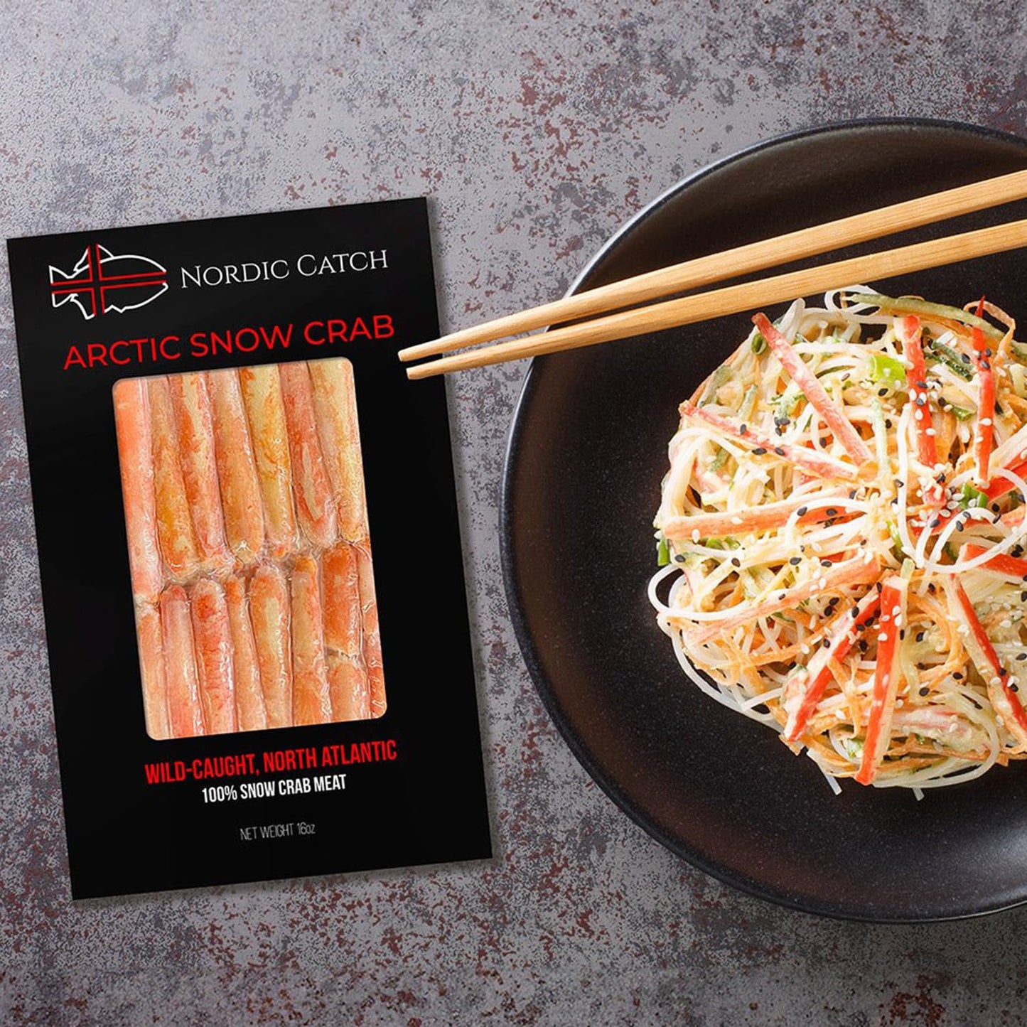 Nordic Catch Wild Arctic Snow Crab Meat, Crab Legs with No Shell for Easy Preparation, 100% Wild-Caught Premium Leg Meat - Fresh Caught, Cooked, & Individually Frozen Seafood At Sea - 2 Pack (32 oz)