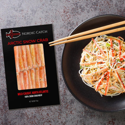 Nordic Catch Wild Arctic Snow Crab Meat, Crab Legs with No Shell for Easy Preparation, 100% Wild-Caught Premium Leg Meat - Fresh Caught, Cooked, & Individually Frozen Seafood At Sea - 2 Pack (32 oz)