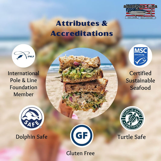 American Tuna Sushi-grade Wild Albacore Tuna Fish - No Salt Added, Wild Caught, MSC Certified, and Pole Caught | (12) 6 Ounce Cans
