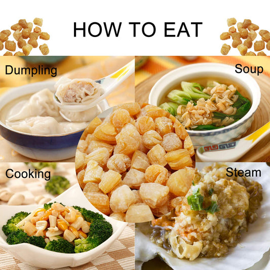 DABC OAK LAND 1LB Dried Japanese Scallops Hokkaido Natural Sun Dried Top Graded Large Size Scallop Conpoy Dried Seafood 100-120PCS