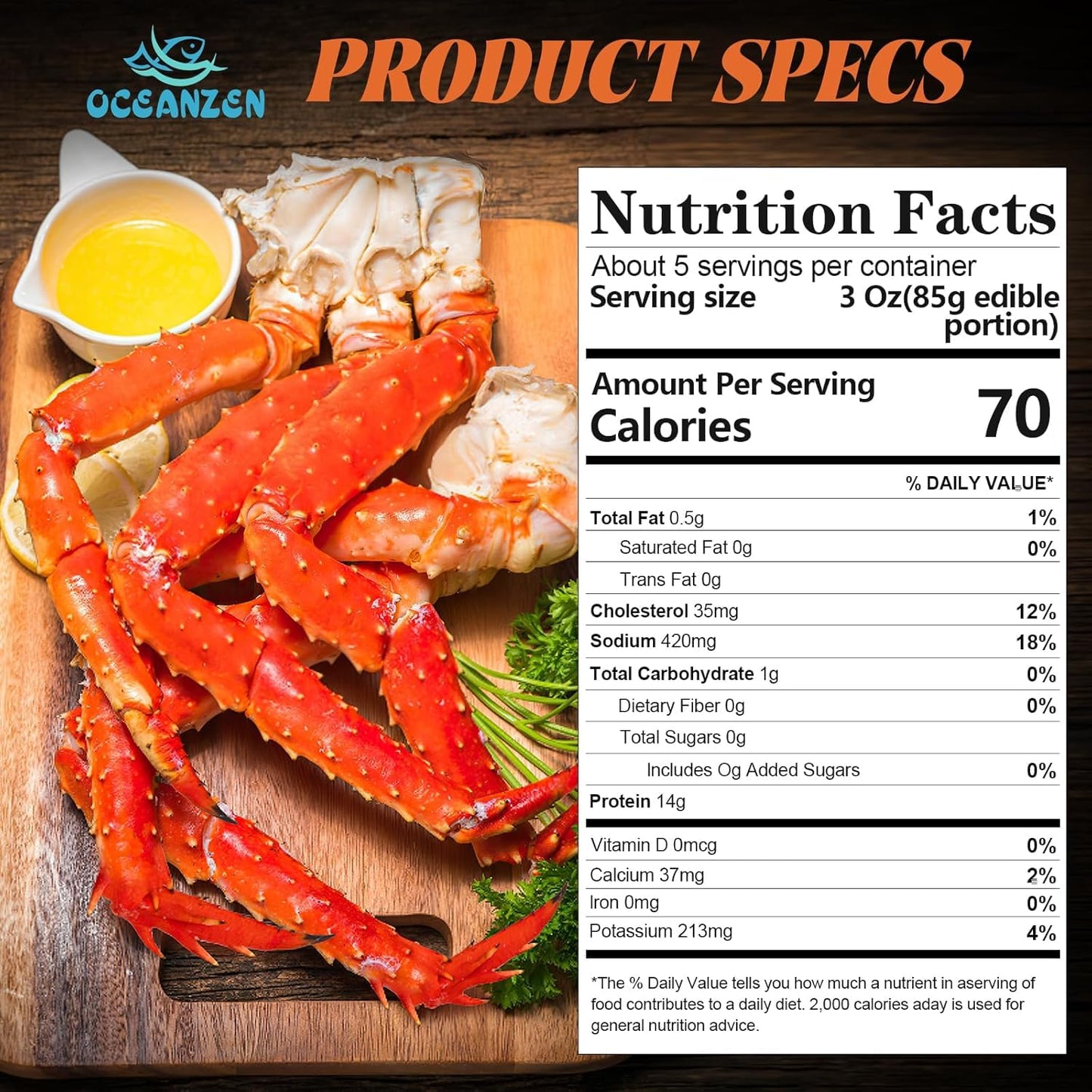 OCEANZEN Super Colossal Alaskan Red King Crab Legs | Wild-Caught | Fully Cooked (12 LBS)