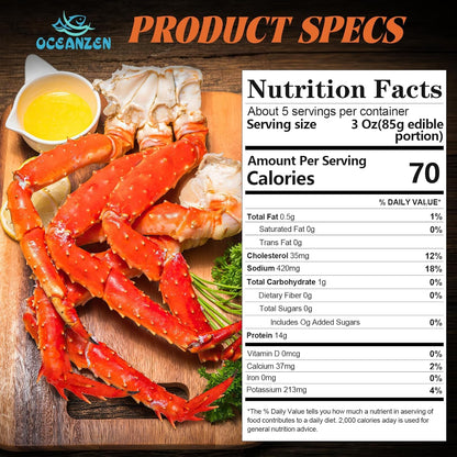 OCEANZEN Super Colossal Alaskan Red King Crab Legs | Wild-Caught | Fully Cooked (12 LBS)